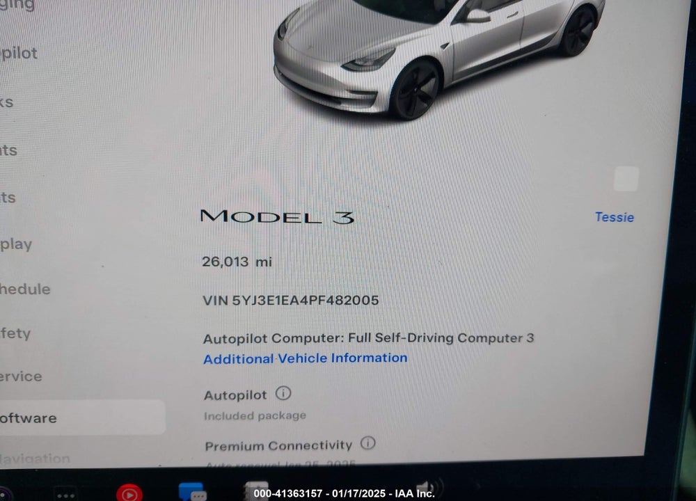 2023 TESLA MODEL 3 REAR-WHEEL DRIVE VIN: 5YJ3E1EA4PF482005