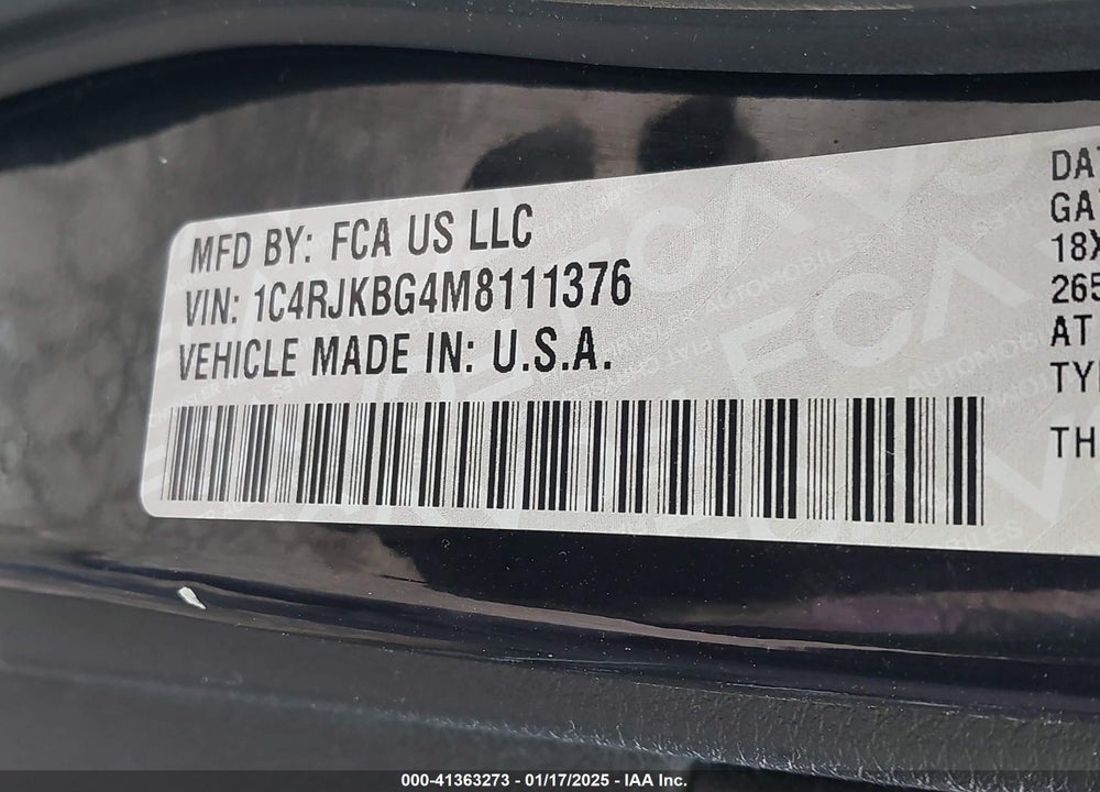 2021 JEEP GRAND CHEROKEE L LIMITED 4X4 VIN: 1C4RJKBG4M8111376