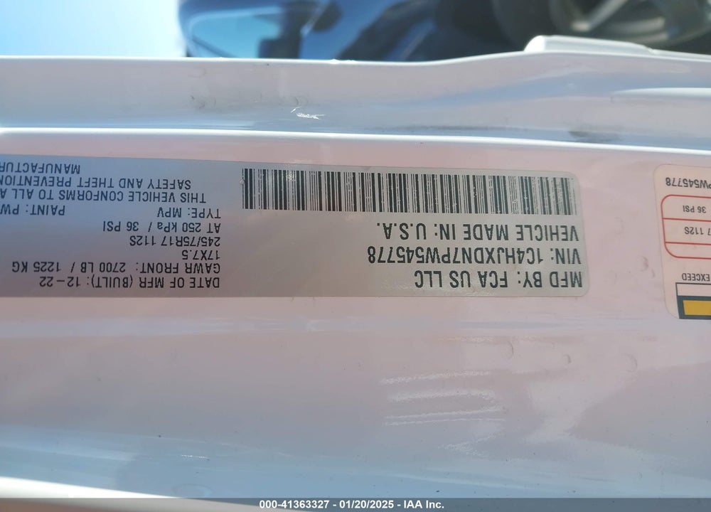2023 JEEP WRANGLER / VIN: 1C4HJXDN7PW545778