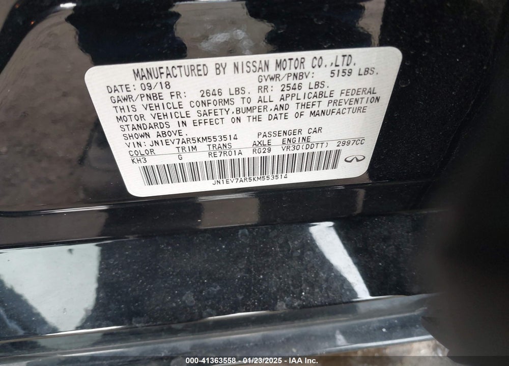 2019 INFINITI Q50 VIN: JN1EV7AR5KM553514