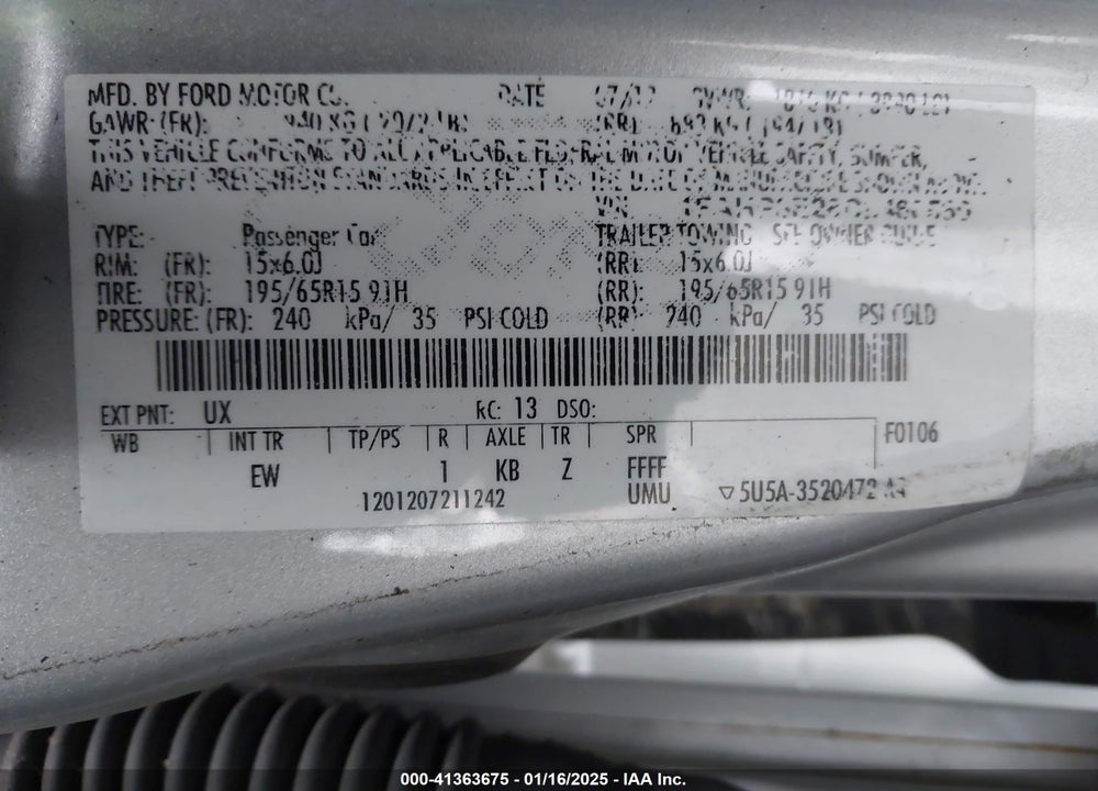 2012 FORD FOCUS VIN: 1FAHP3E28CL460560