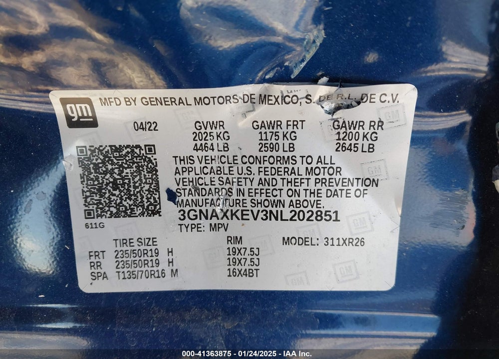 2022 CHEVROLET EQUINOX FWD LT VIN: 3GNAXKEV3NL202851