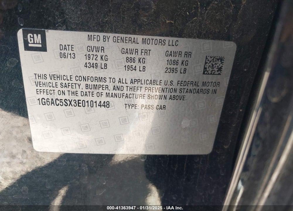 2014 CADILLAC ATS VIN: 1G6AC5SX3E0101448