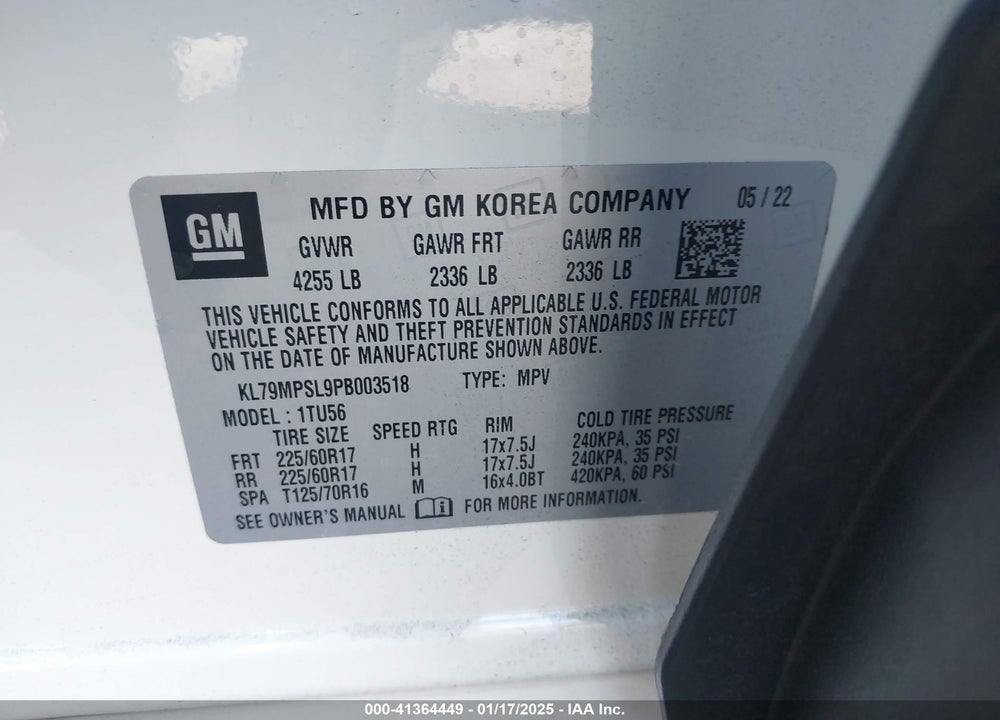 2023 CHEVROLET TRAILBLAZER FWD LT VIN: KL79MPSL9PB003518