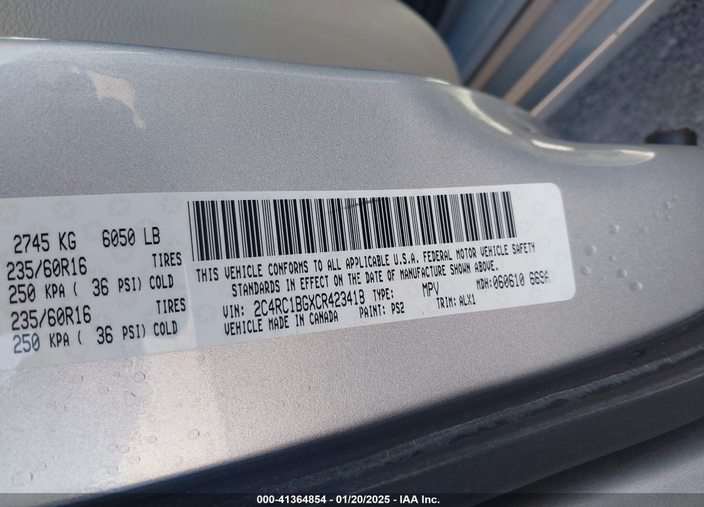 2012 CHRYSLER TOWN & COUNTRY TOURING VIN: 2C4RC1BGXCR423418