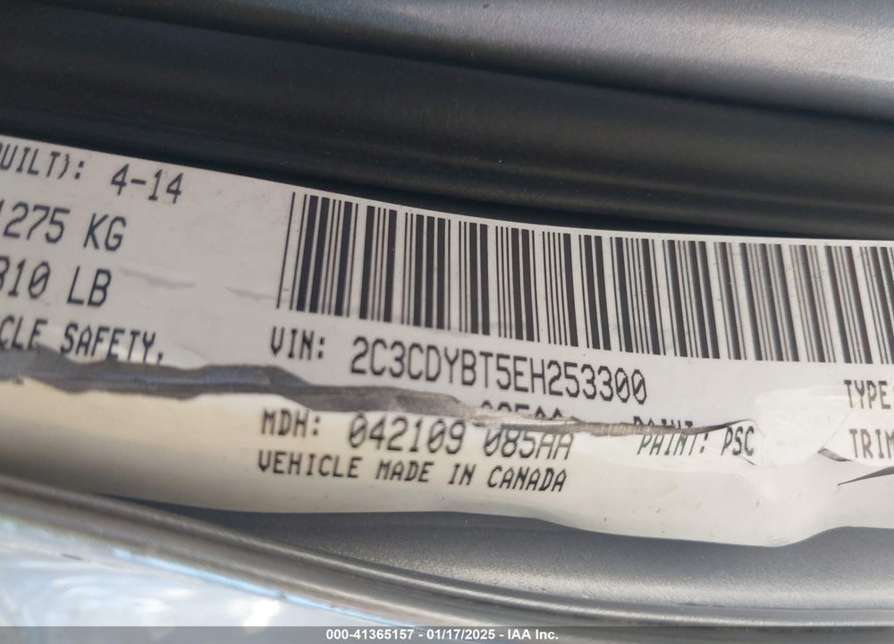2014 DODGE CHALLENGER VIN: 2C3CDYBT5EH253300