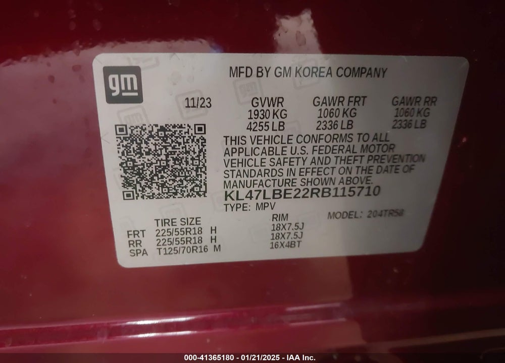 2024 BUICK ENVISTA SPORT TOURING FWD VIN: KL47LBE22RB115710