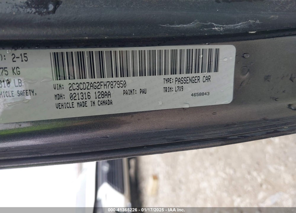 2015 DODGE CHALLENGER VIN: 2C3CDZAG2FH787950