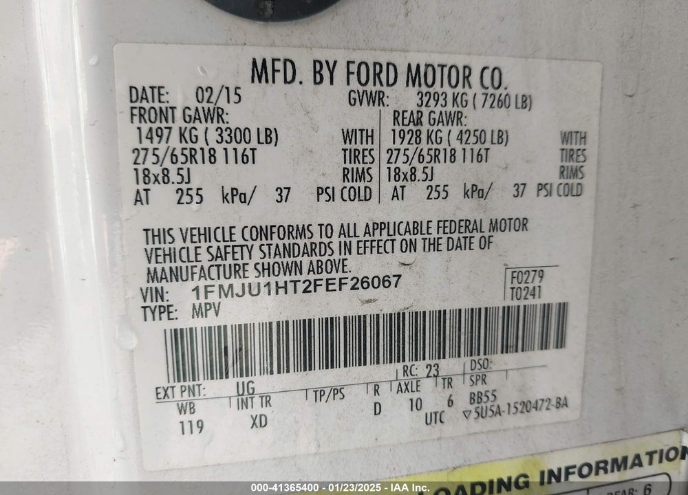 2015 FORD EXPEDITION XLT VIN: 1FMJU1HT2FEF26067