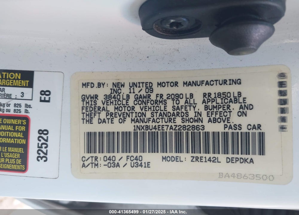 2010 TOYOTA COROLLA LE VIN: 1NXBU4EE7AZ282863