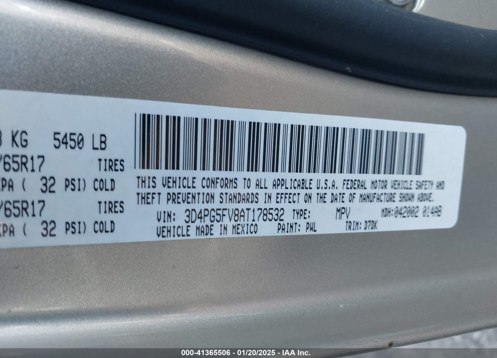 2010 DODGE JOURNEY SXT VIN: 3D4PG5FV8AT178532