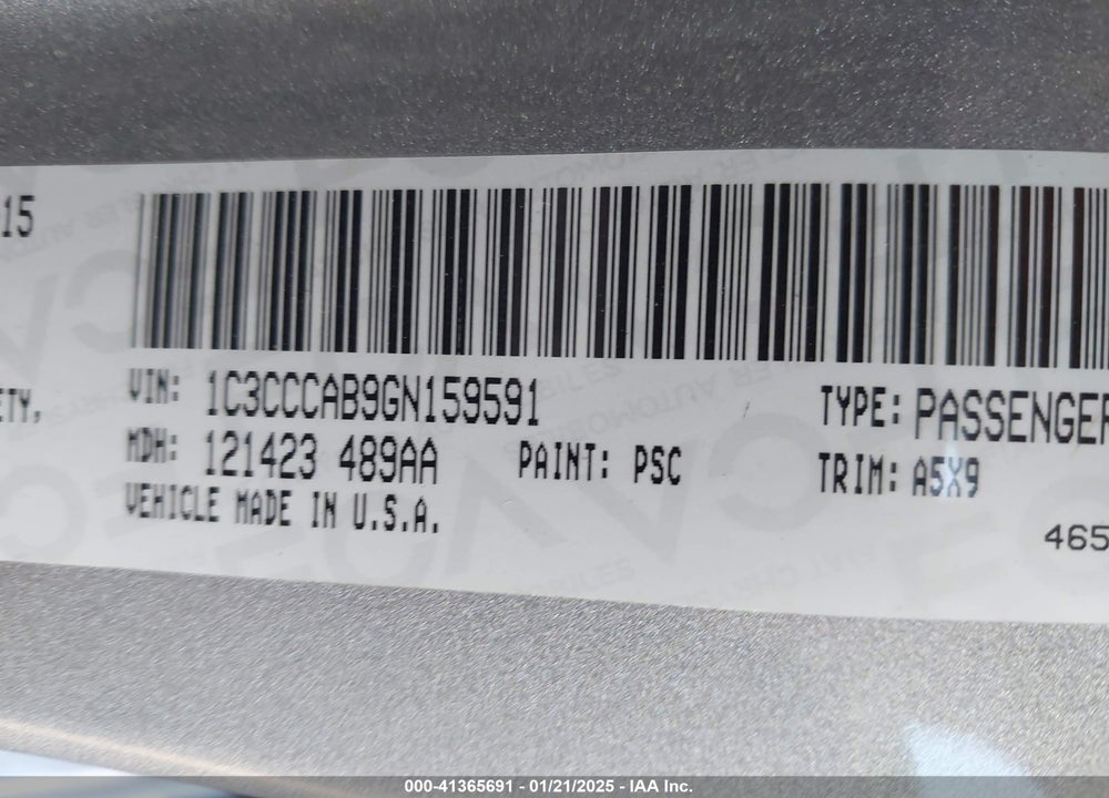 2016 CHRYSLER 200 VIN: 1C3CCCAB9GN159591