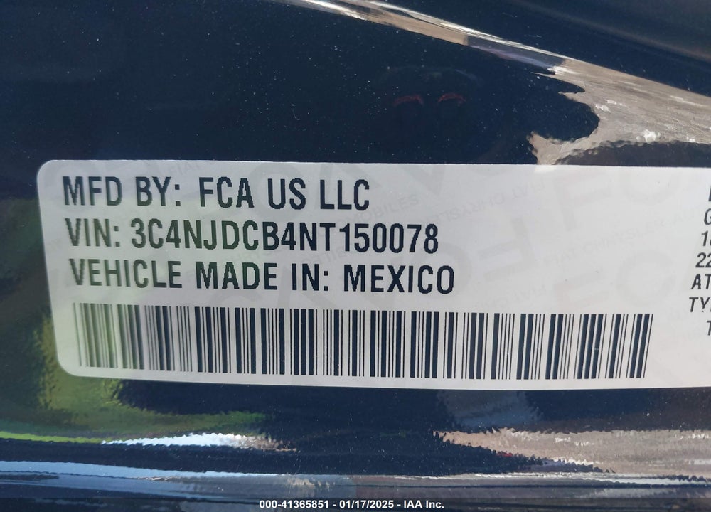 2022 JEEP COMPASS VIN: 3C4NJDCB4NT150078