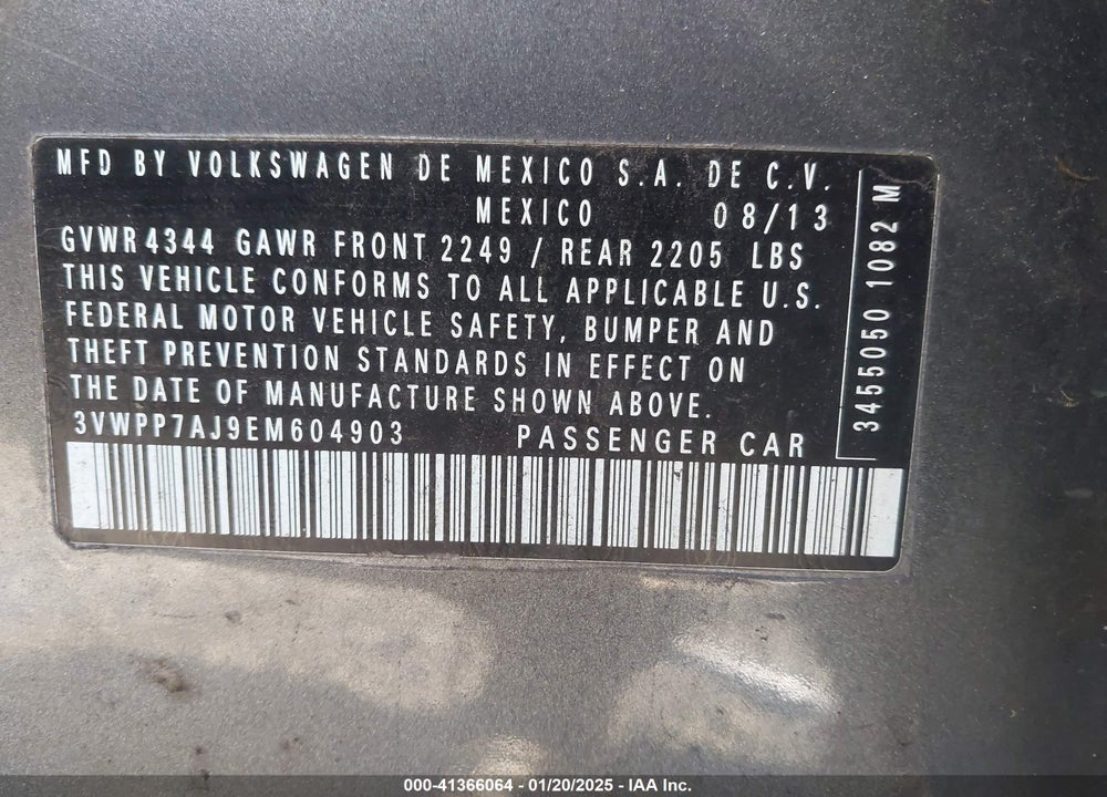 2014 VOLKSWAGEN JETTA SPORTWAGEN VIN: 3VWPP7AJ9EM604903