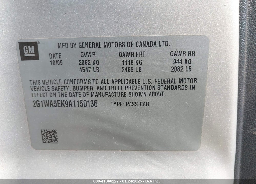 2010 CHEVROLET IMPALA LS VIN: 2G1WA5EK9A1150136