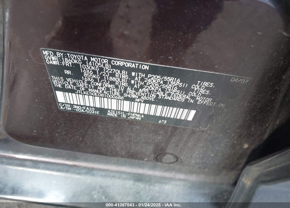 2008 SCION XB VIN: JTLKE50E081000688