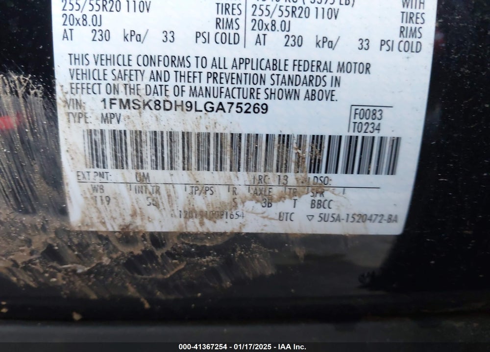 2020 FORD EXPLORER XLT VIN: 1FMSK8DH9LGA75269
