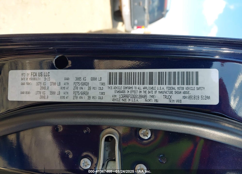 2016 RAM 1500 TRADESMAN VIN: 1C6RR6FG3GS128405