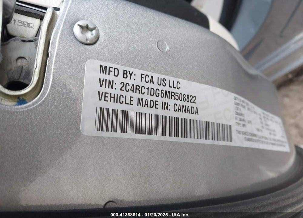 2021 CHRYSLER VOYAGER VIN: 2C4RC1DG6MR508822