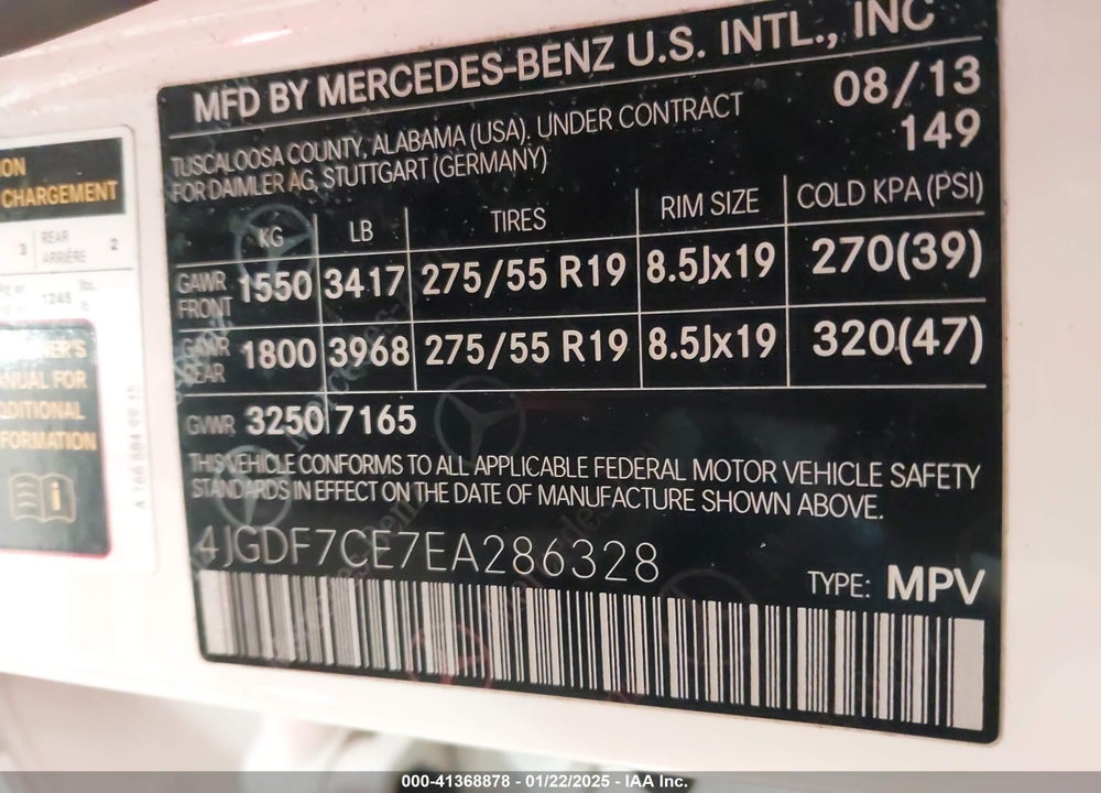 2014 MERCEDES-BENZ GL 450 4MATIC VIN: 4JGDF7CE7EA286328