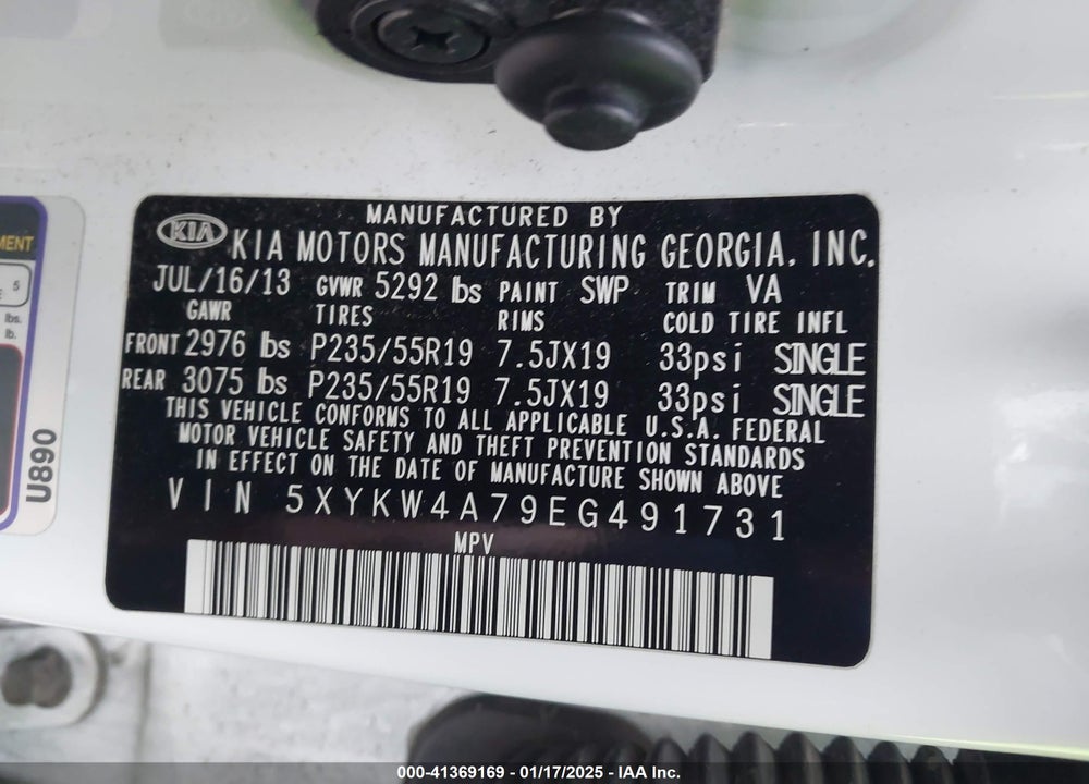 2014 KIA SORENTO SX VIN: 5XYKW4A79EG491731