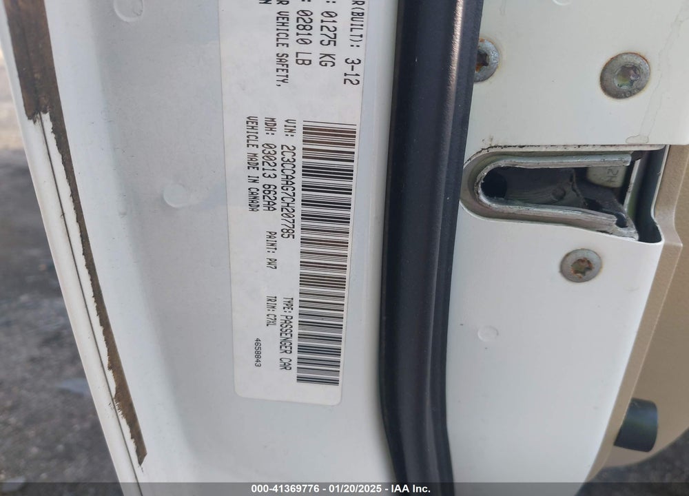 2012 CHRYSLER 300 VIN: 2C3CCAAG7CH207785