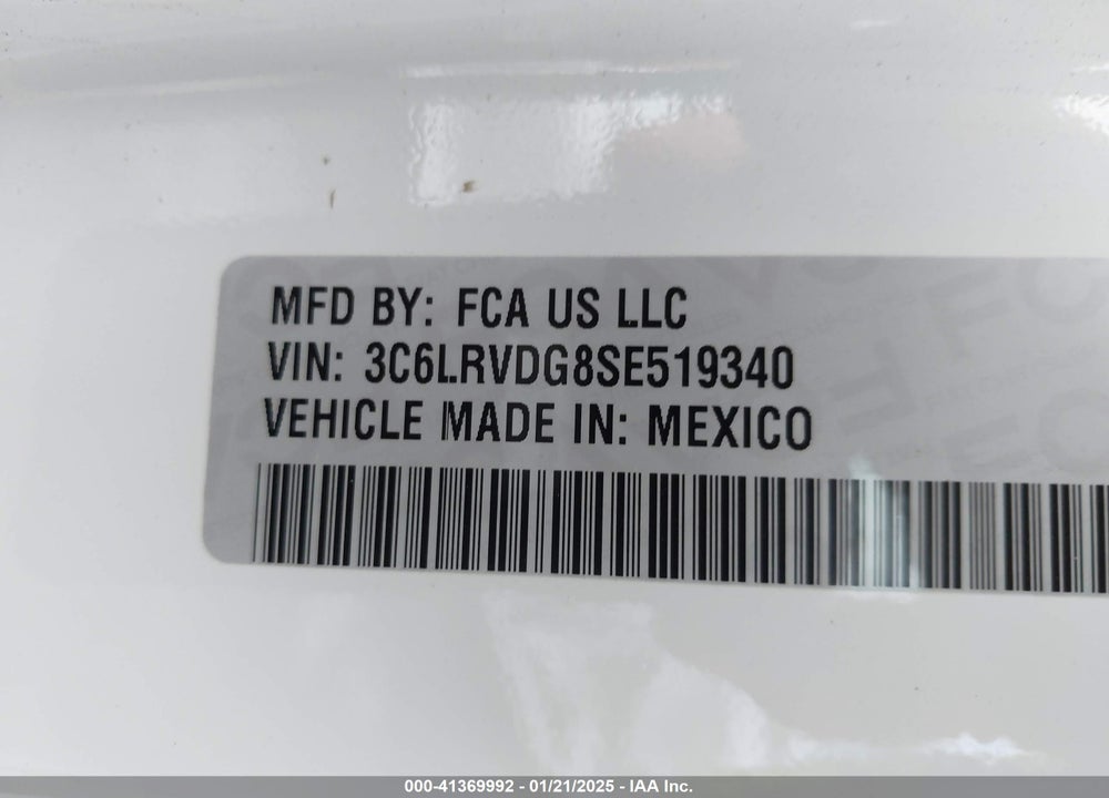 2025 RAM PROMASTER 2500 TRADESMAN HIGH ROOF 159 WB W/PASS SEAT VIN: 3C6LRVDG8SE519340