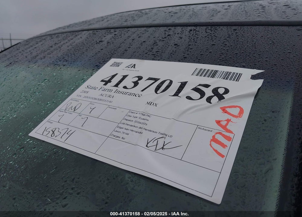 2008 ACURA MDX TECHNOLOGY PACKAGE VIN: 2HNYD286X8H553140
