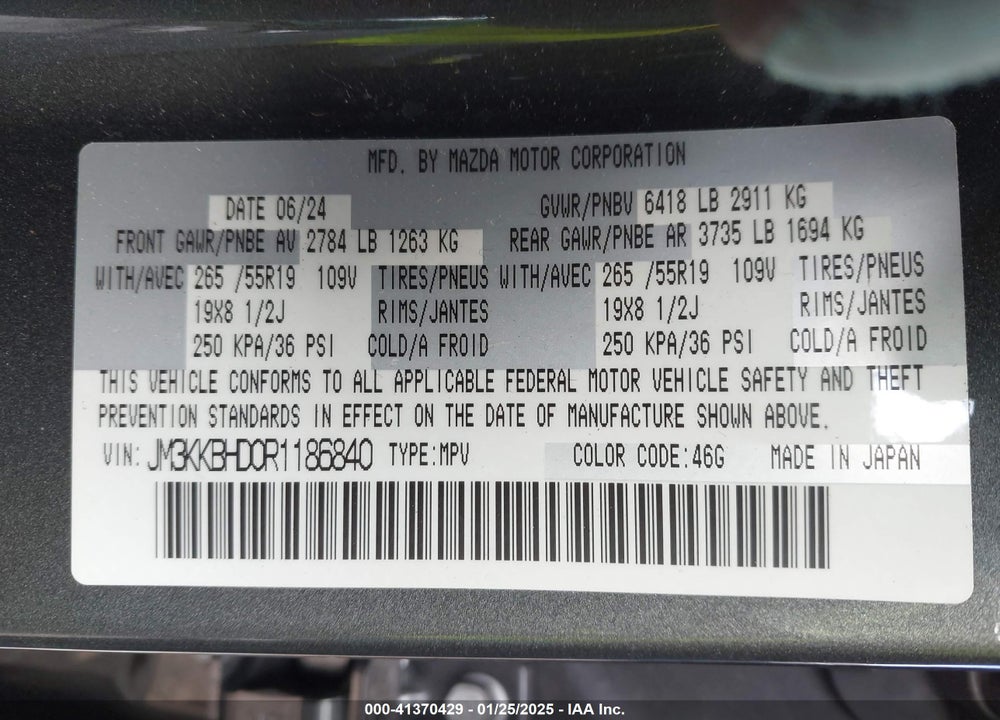 2024 MAZDA CX-90 3.3 TURBO PREFERRED VIN: JM3KKBHD0R1186840