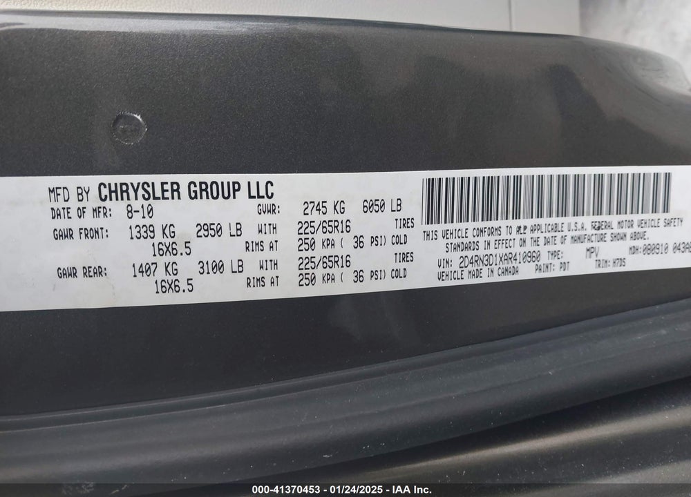 2010 DODGE GRAND CARAVAN HERO VIN: 2D4RN3D1XAR410960