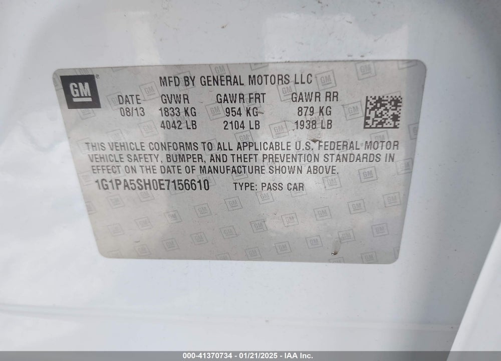 2014 CHEVROLET CRUZE VIN: 1G1PA5SH0E7156610