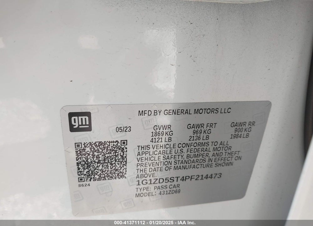 2023 CHEVROLET MALIBU FWD 1LT VIN: 1G1ZD5ST4PF214473