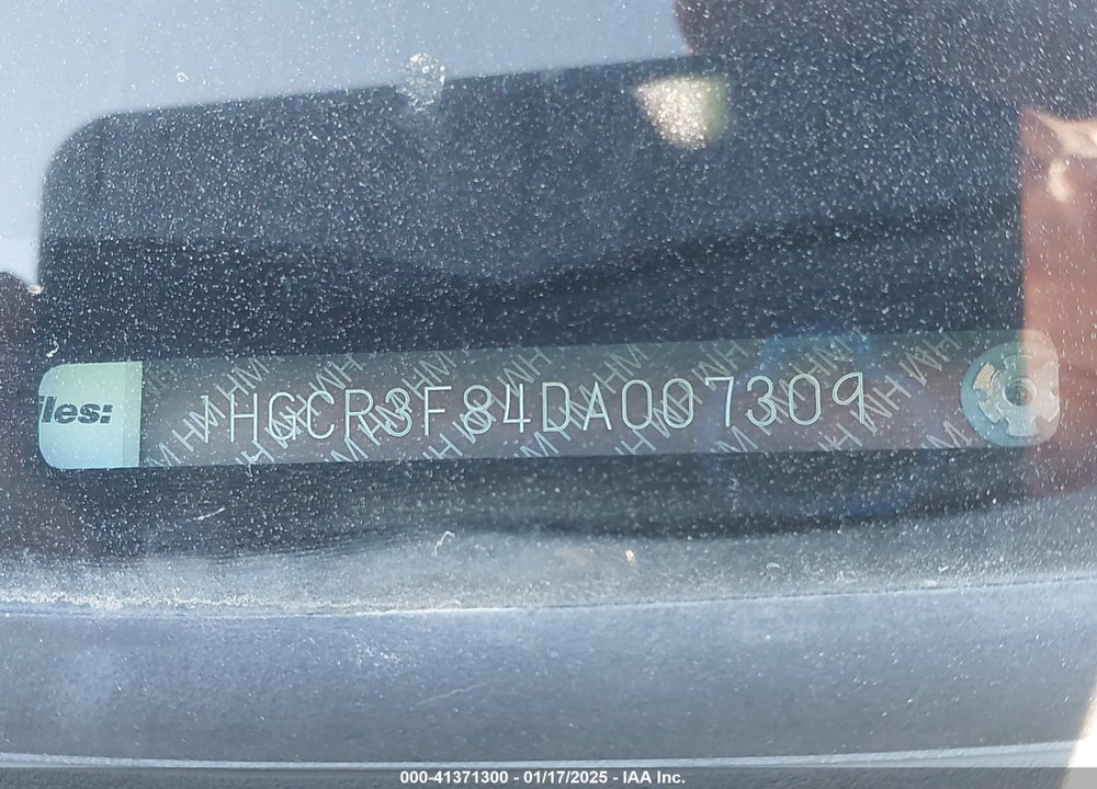2013 HONDA ACCORD EX-L V-6 VIN: 1HGCR3F84DA007309