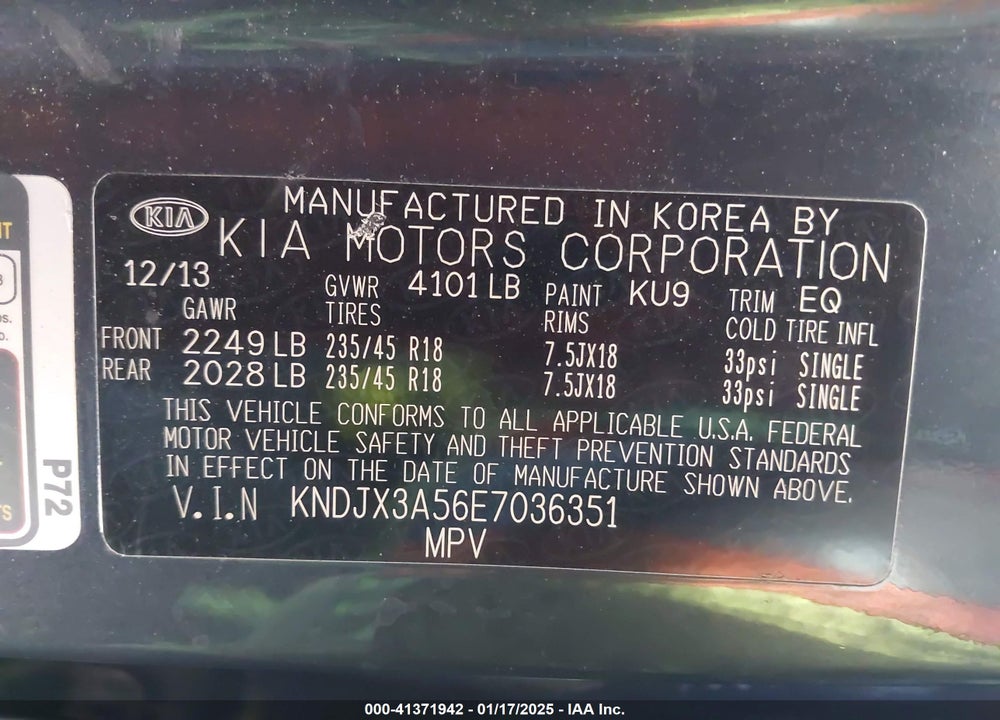 2014 KIA SOUL VIN: KNDJX3A56E7036351