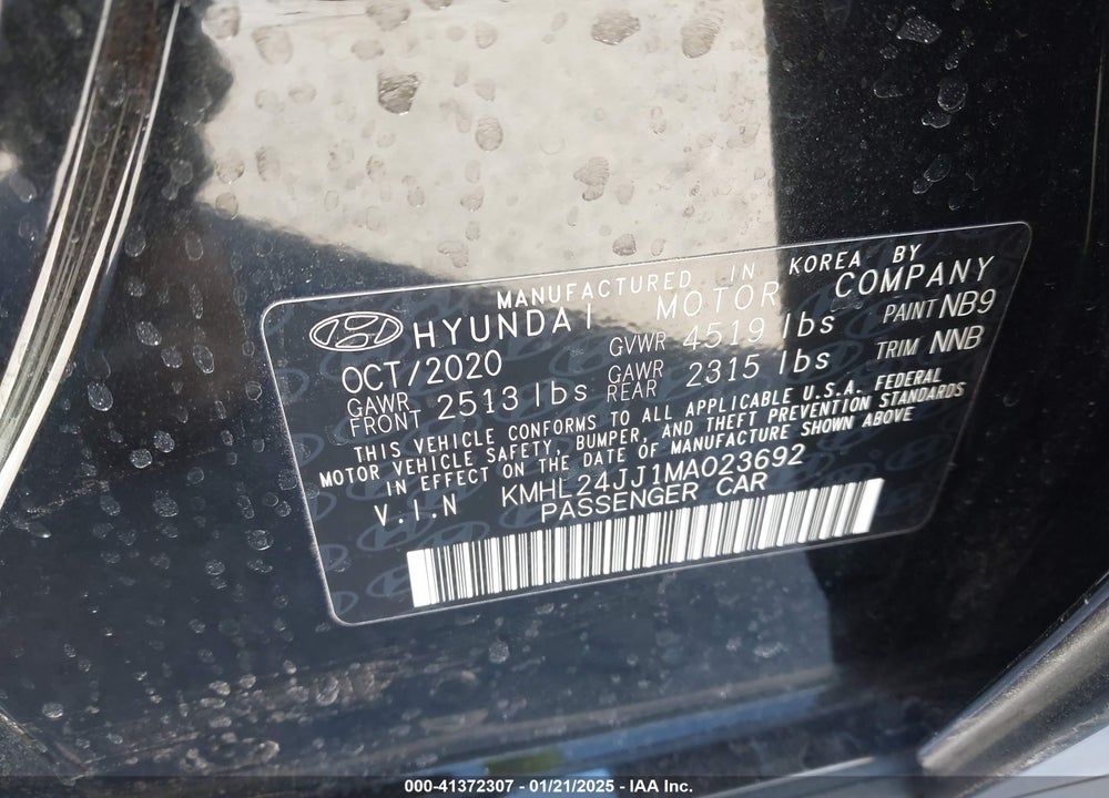 2021 HYUNDAI SONATA VIN: KMHL24JJ1MA023692