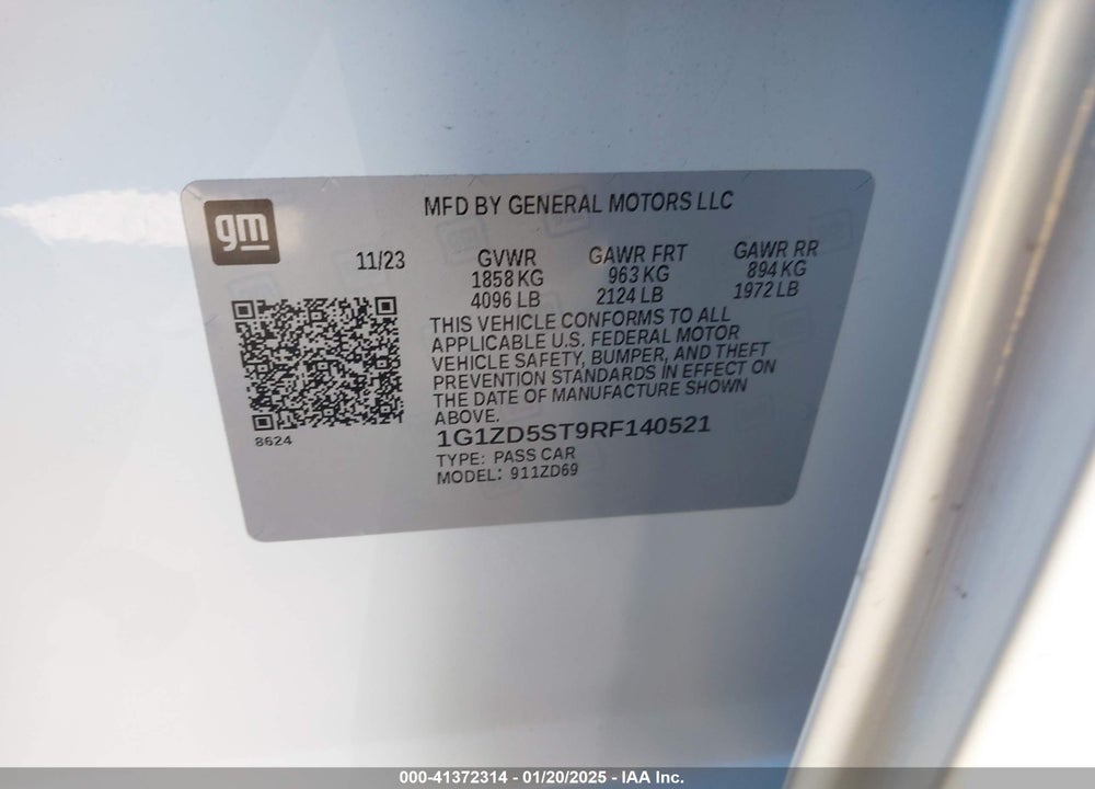 2024 CHEVROLET MALIBU FWD 1LT VIN: 1G1ZD5ST9RF140521