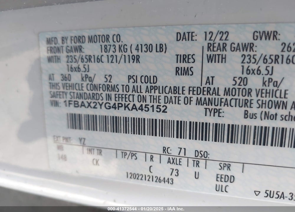 2023 FORD TRANSIT-350 PASSENGER VAN XLT VIN: 1FBAX2YG4PKA45152