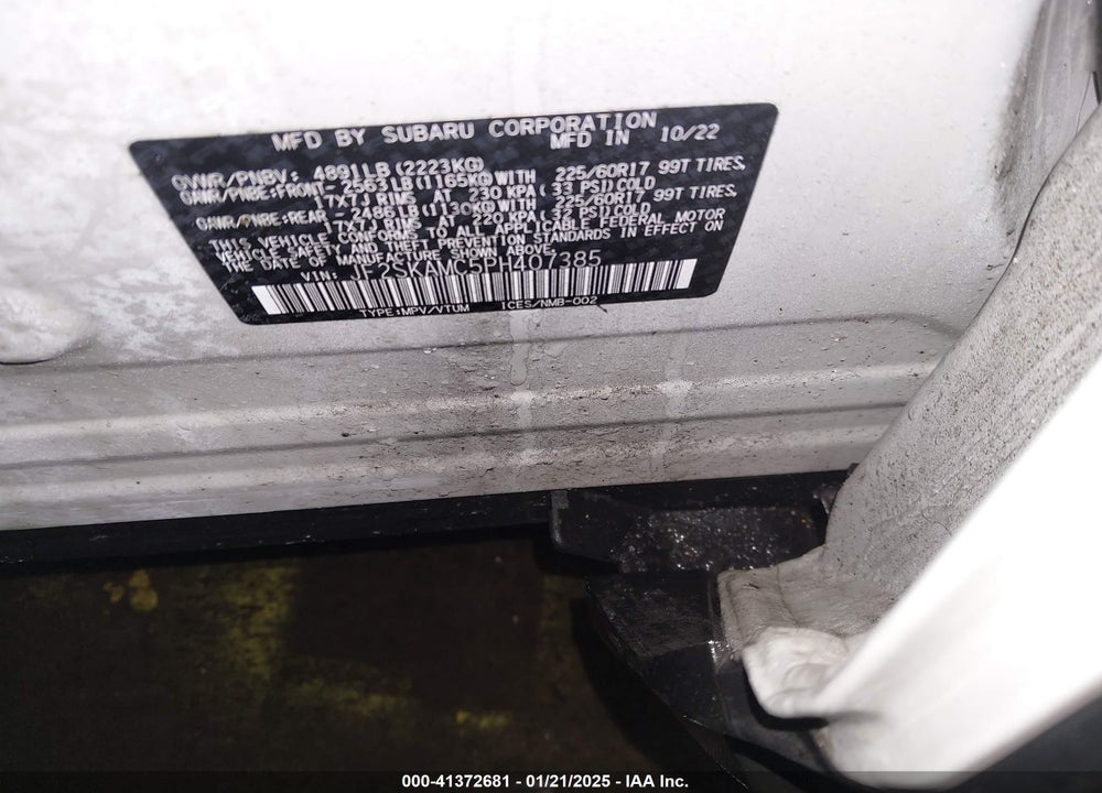 2023 SUBARU FORESTER WILDERNESS VIN: JF2SKAMC5PH407385