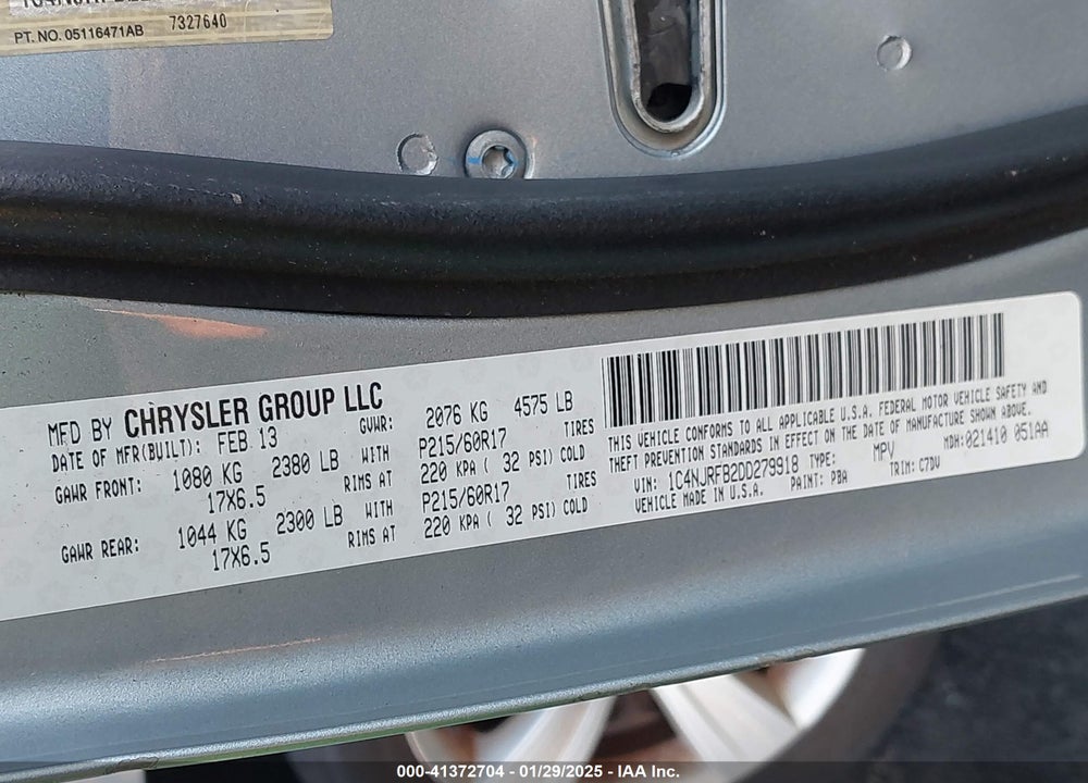 2013 JEEP PATRIOT LATITUDE VIN: 1C4NJRFB2DD279918
