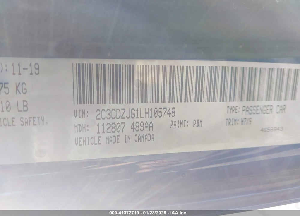 2020 DODGE CHALLENGER GT VIN: 2C3CDZJG1LH105748