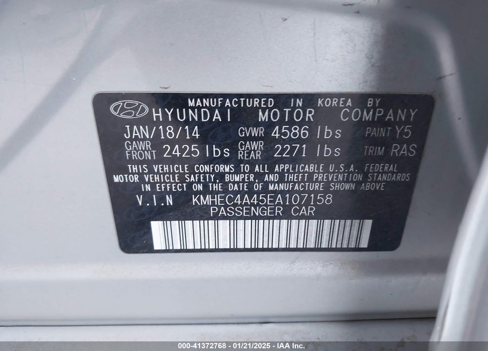 2014 HYUNDAI SONATA HYBRID VIN: KMHEC4A45EA107158