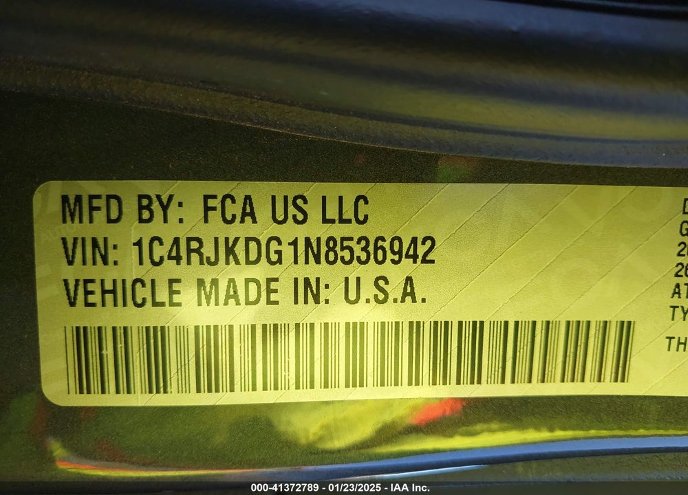 2022 JEEP GRAND CHEROKEE L OVERLAND 4X4 VIN: 1C4RJKDG1N8536942