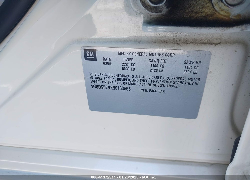 2009 CADILLAC CTS VIN: 1G6DS57VX90163555
