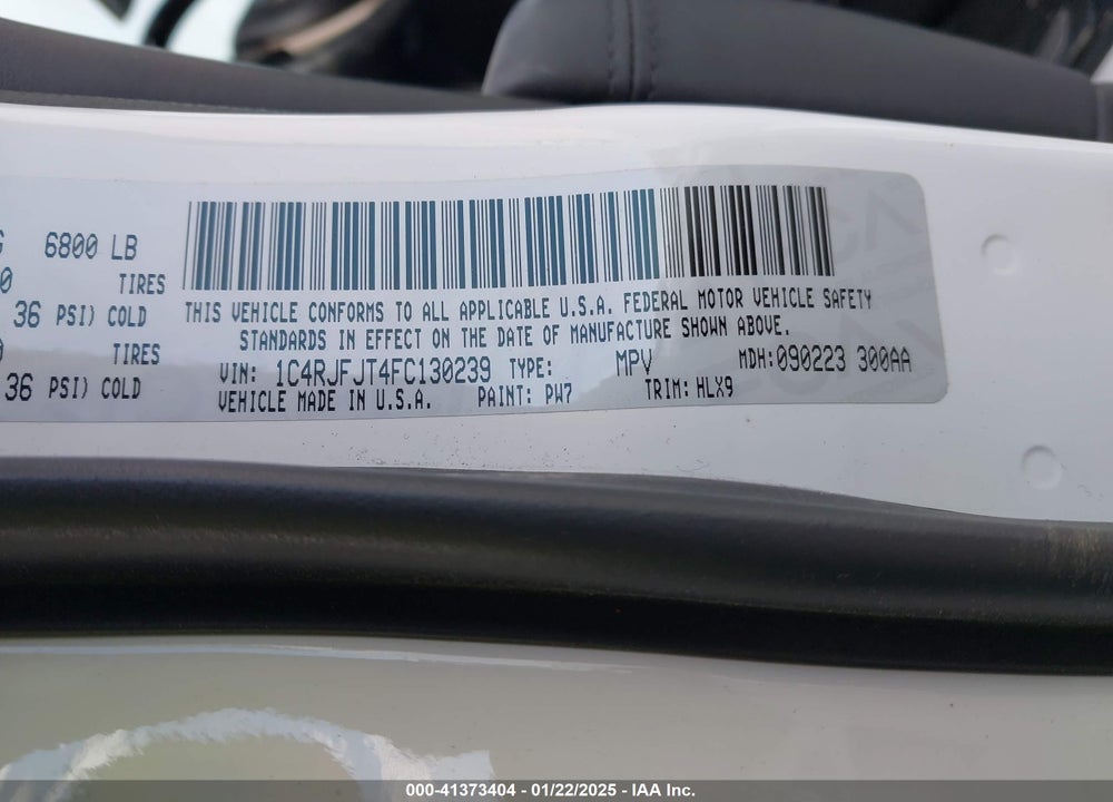 2015 JEEP GRAND CHEROKEE SUMMIT VIN: 1C4RJFJT4FC130239