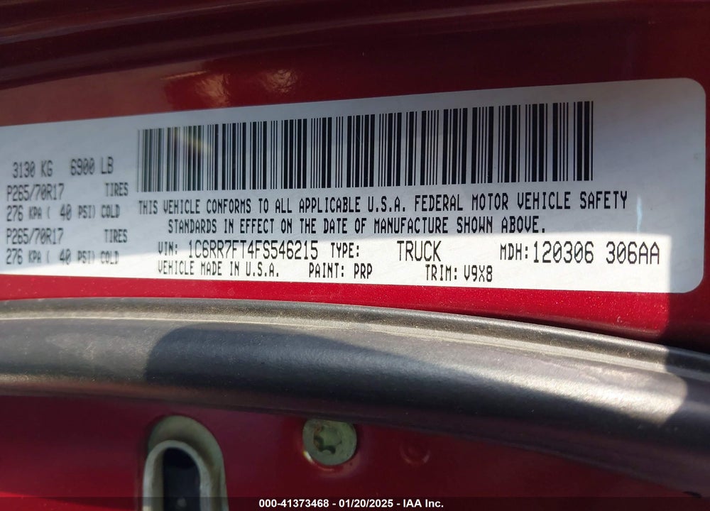2015 RAM 1500 VIN: 1C6RR7FT4FS546215