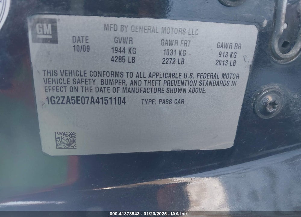 2010 PONTIAC G6 VIN: 1G2ZA5E07A4151104