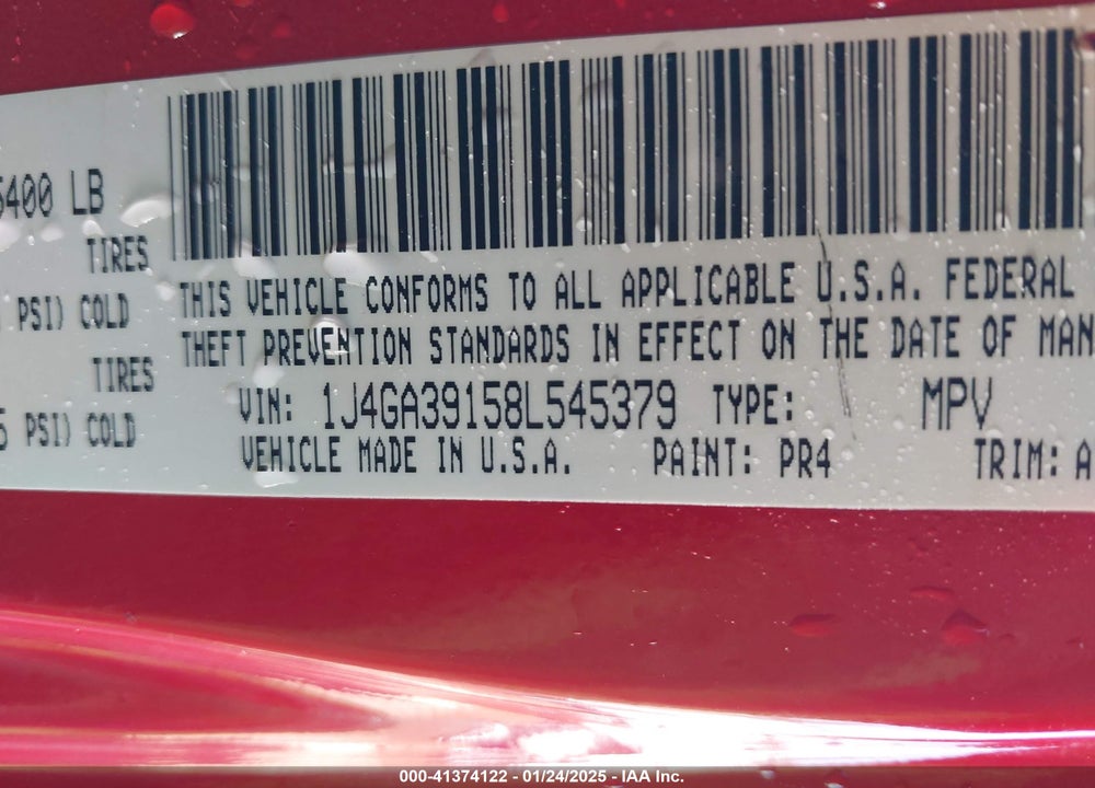 2008 JEEP WRANGLER UNLIMITED X VIN: 1J4GA39158L545379