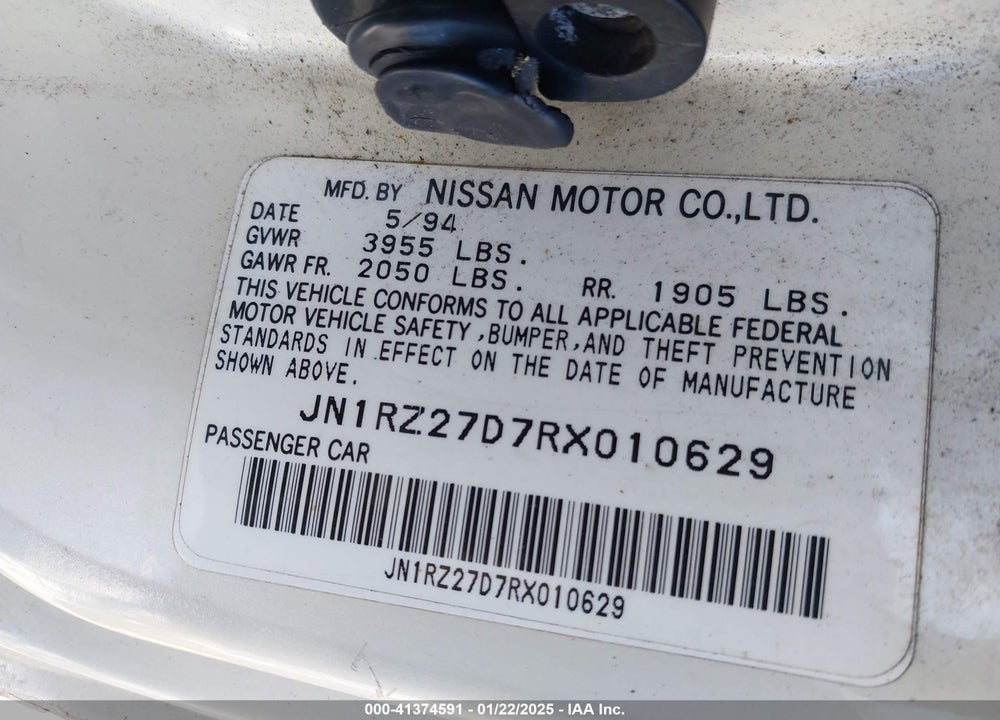 1994 NISSAN 300ZX VIN: JN1RZ27D7RX010629