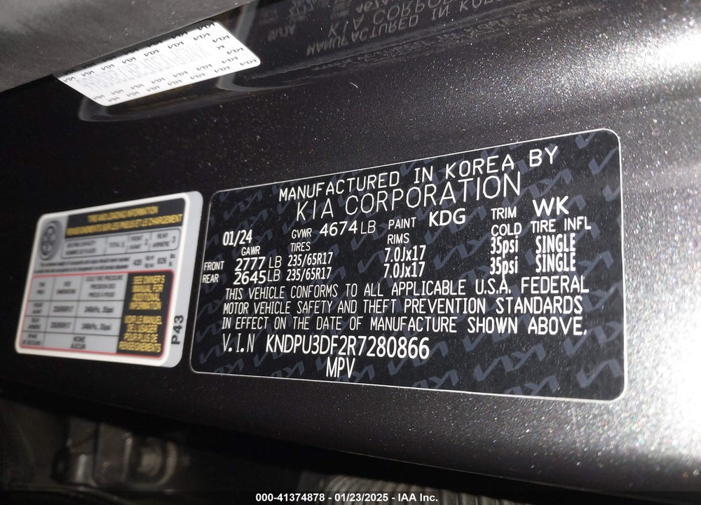 2024 KIA SPORTAGE LX VIN: KNDPU3DF2R7280866