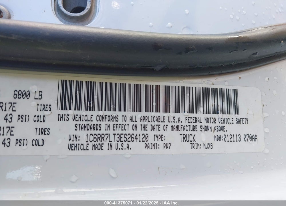 2014 RAM 1500 VIN: 1C6RR7LT3ES264120